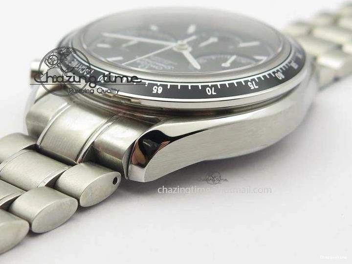 0228 Cozy Speedmaster Racing 40mm SS Black Dial On SS Bracelet A7750 ( Free Rubber Strap ) 8252